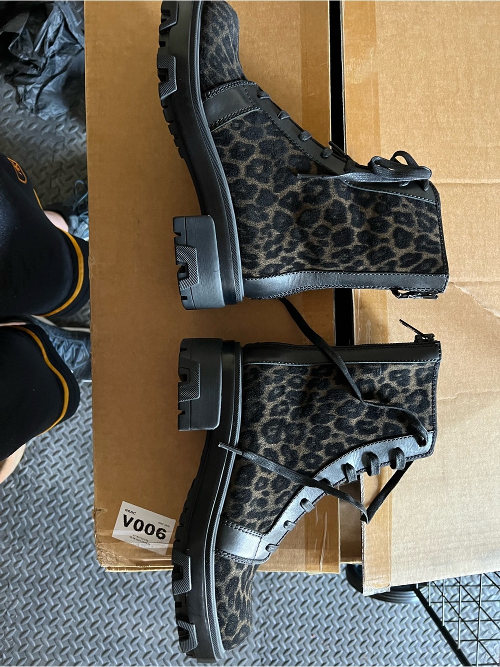 rag & bone Leopard Print Combat Boots in Black and Brown